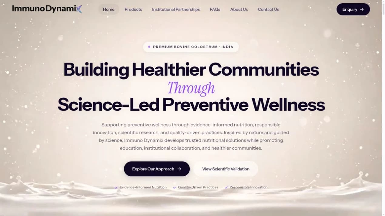 Immuno Dynamix website, from the SARPS portfolio